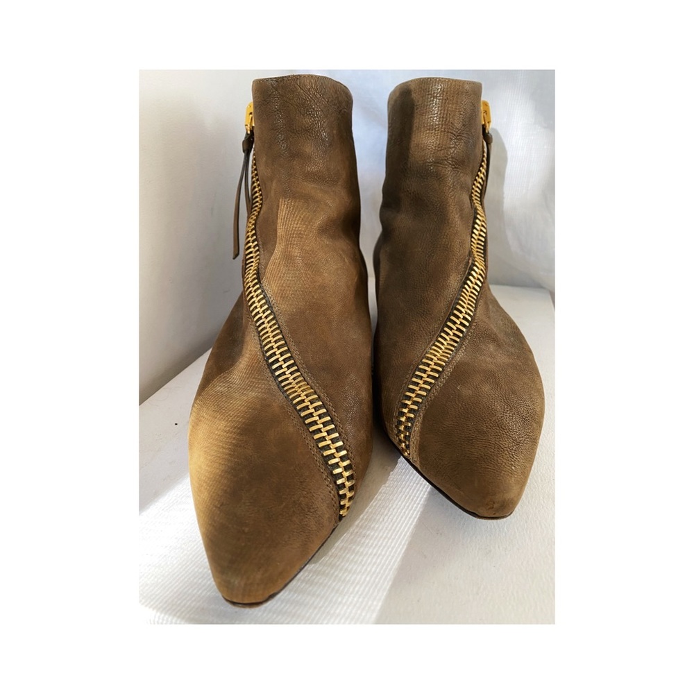 Giuseppe Zanotti green booties gold zipper sz 41